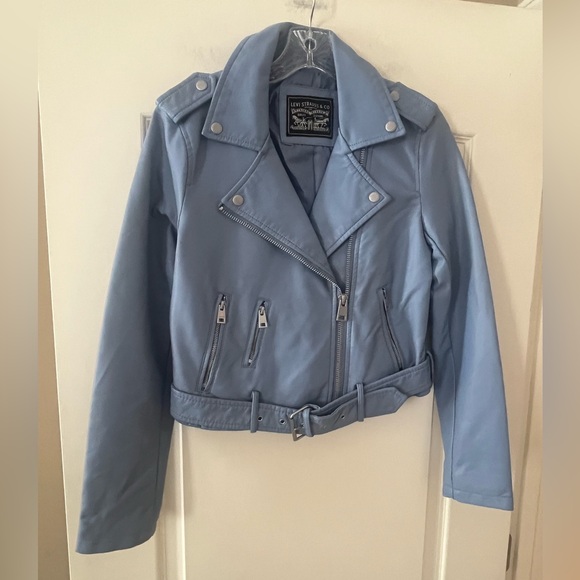 Levi's Jackets & Blazers - Levi's Light Blue Faux Leather Jacket Like New! Women’s Size XS